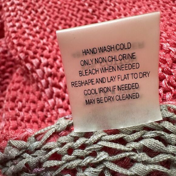 Soft Surroundings Asymmetrical Open Knit Tunic Sweater Salmon Pink Size Medium - Picture 11 of 12